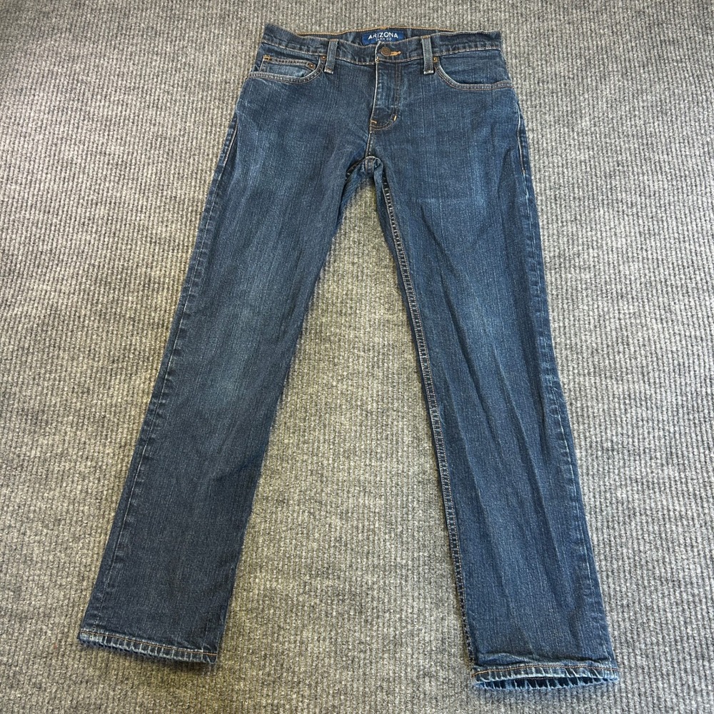 Arizona Jean Co Slim Straight Flex Dark Wash Blue Denim Jeans 30x30 Mens